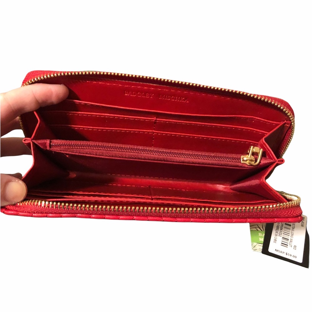 Red Braid Quilting Long Wallet / Credit Card Holder BADGLEY MISCHKA STUDIO - Picture 8 of 10